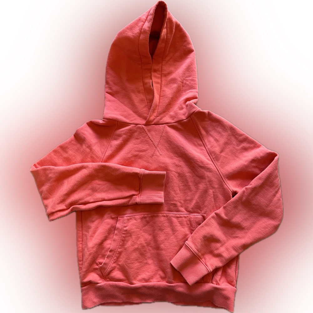 Athleta Moonrise Hoodie Orange Open Split Back Sweatshirt Women's Size Small